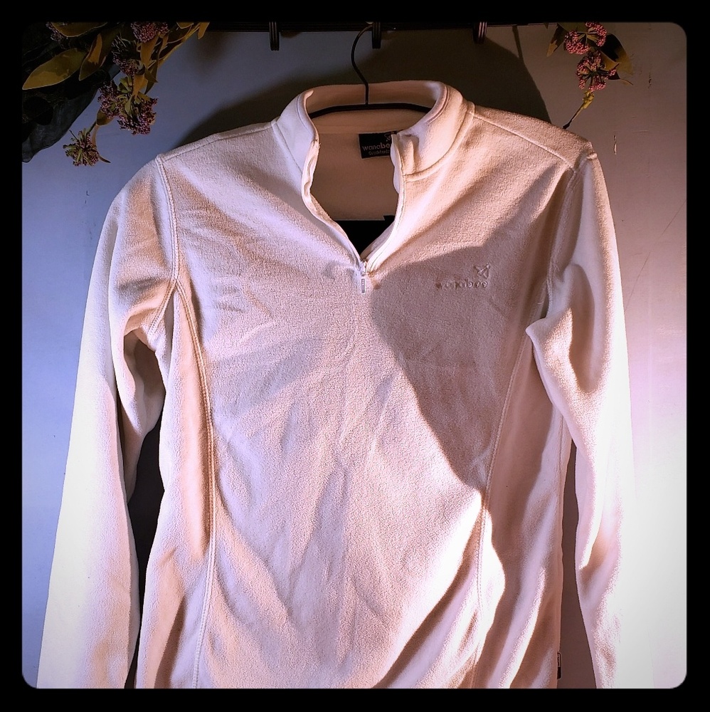 Wanabee White Fleece Pullover Jacket Top size L